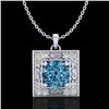 Image 1 : 1.02 CTW Fancy Intense Blue Diamond Solitaire Art Deco Necklace 18K White Gold - REF-125W5F - 38167