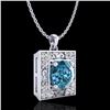 Image 4 : 1.02 CTW Fancy Intense Blue Diamond Solitaire Art Deco Necklace 18K White Gold - REF-125W5F - 38167