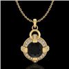 Image 1 : 1.57 CTW Fancy Black Diamond Solitaire Micro Pave Stud Necklace 18K Yellow Gold - REF-106W4F - 37634