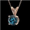 Image 2 : 0.75 CTW Certified Intense Blue SI Diamond Solitaire Necklace 10K Rose Gold - REF-82W5F - 33179