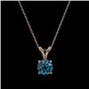 Image 4 : 0.75 CTW Certified Intense Blue SI Diamond Solitaire Necklace 10K Rose Gold - REF-82W5F - 33179