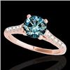 Image 1 : 1.45 CTW Si Certified Fancy Blue Diamond Solitaire Ring 10K Rose Gold - REF-163N5Y - 34985