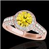 Image 1 : 2.56 CTW Certified Si/I Fancy Intense Yellow Diamond Solitaire Halo Ring 10K Rose Gold - REF-345T5M 