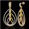 Image 2 : 4 CTW Citrine & Micro Pave VS/SI Diamond Earrings 18K Yellow Gold - REF-307H3A - 22454