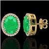 Image 2 : 5.50 CTW Emerald & Micro VS/SI Diamond Halo Earrings 18K Yellow Gold - REF-81X8T - 20249