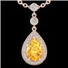 Image 2 : 2.25 CTW Citrine & Micro Pave VS/SI Diamond Necklace 14K Rose Gold - REF-38X8T - 23131