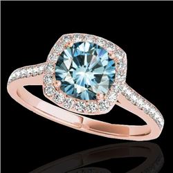 1.65 CTW Si Certified Fancy Blue Diamond Solitaire Halo Ring 10K Rose Gold - REF-209M3H - 34199