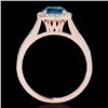 Image 2 : 1.65 CTW Si Certified Fancy Blue Diamond Solitaire Halo Ring 10K Rose Gold - REF-209M3H - 34199