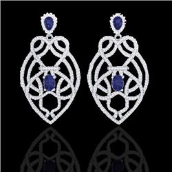 7 CTW Tanzanite & Micro VS/SI Diamond Heart Earrings Solitaire 14K White Gold - REF-381M8H - 21143