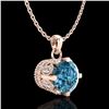 Image 4 : 0.85 CTW Fancy Intense Blue Diamond Solitaire Art Deco Necklace 18K Rose Gold - REF-90W9F - 37370
