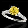 Image 1 : 1.2 CTW Certified Si/I Fancy Intense Yellow Diamond Solitaire Ring 10K White Gold - REF-145M3H - 349