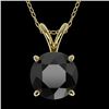 Image 1 : 1.50 CTW Fancy Black VS Diamond Solitaire Necklace 10K Yellow Gold - REF-34W3F - 33225
