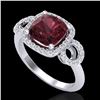 Image 2 : 3.75 CTW Garnet & Micro VS/SI Diamond Ring 18K White Gold - REF-65X3T - 23003