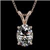 1 CTW Certified VS/SI Quality Oval Diamond Solitaire Necklace 10K Rose Gold - REF-267X8T - 33193