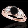 1.45 CTW Certified VS Black Diamond 3 Stone Ring 10K Rose Gold - REF-73Y3K - 35335