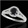1.3 CTW Certified VS Black Diamond Solitaire Halo Ring 10K White Gold - REF-64N9Y - 33885