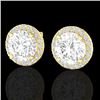 3.50 CTW Halo VS/SI Diamond Micro Pave Earrings Solitaire 18K Yellow Gold - REF-942F5N - 21490