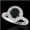 2 CTW Certified VS Black Diamond Solitaire Halo Ring 10K White Gold - REF-87F5N - 33448