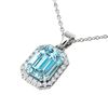 6 CTW Sky Blue Topaz And Micro Pave VS/SI Diamond Halo Necklace 18K White Gold - REF-51M8H - 21353