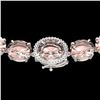 148 CTW Morganite & VS/SI Diamond Halo Micro Solitaire Necklace 14K White Gold - REF-1719F8N - 22306