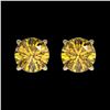 1.04 CTW Certified Intense Yellow SI Diamond Solitaire Stud Earrings 10K Yellow Gold - REF-116A3X - 