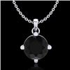 1 CTW Fancy Black Diamond Solitaire Art Deco Stud Necklace 18K White Gold - REF-48X2T - 38073
