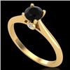 0.56 CTW Fancy Black Diamond Solitaire Engagement Art Deco Ring 18K Yellow Gold - REF-52Y8K - 38187