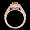 Image 2 : 2.5 CTW Certified Si/I Fancy Intense Yellow Diamond Solitaire Halo Ring 10K Rose Gold - REF-212W8F -