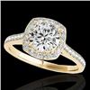 1.65 CTW H-SI/I Certified Diamond Solitaire Halo Ring 10K Yellow Gold - REF-276A4X - 34195