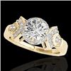 1.56 CTW H-SI/I Certified Diamond Solitaire Halo Ring 10K Yellow Gold - REF-209N3Y - 34330