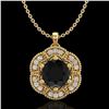 1.01 CTW Fancy Black Diamond Solitaire Art Deco Stud Necklace 18K Yellow Gold - REF-74T2M - 37970