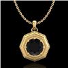 0.75 CTW Fancy Black Diamond Solitaire Art Deco Stud Necklace 18K Yellow Gold - REF-44W5F - 37942