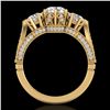 2.18 CTW VS/SI Diamond Art Deco 3 Stone Ring 18K Yellow Gold - REF-270N2Y - 37249