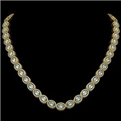 33.25 CTW Sky Topaz & Diamond Halo Necklace 10K Yellow Gold - REF-501K5W - 40432