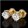 Image 1 : 1.07 CTW VS/SI Diamond Solitaire Art Deco Stud Earrings 18K Yellow Gold - REF-200A2X - 36913