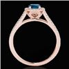 Image 2 : 1.3 CTW Si Certified Fancy Blue Diamond Solitaire Halo Ring 10K Rose Gold - REF-162W8F - 33888