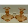 Image 1 : Pair Pink Depression Candlesticks ADAM