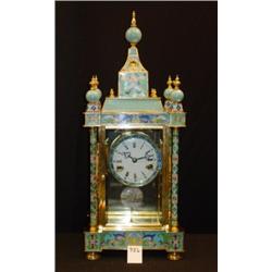 Mantle Chime Clock - Brass Cloisonne