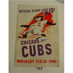 1941 CHICAGO CUBS Baseball Score Card