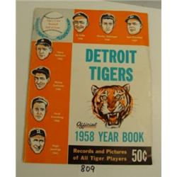 1958 DETROIT TIGERS Baseball Yearbook