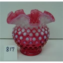 FENTON Cranberry Opal. Hobnail Vase