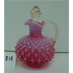 FENTON Cranberry Opal. Hobnail Bottle