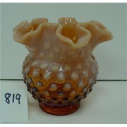 FENTON Amber Opalescent Hobnail Vase