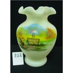 FENTON Yellow Hand Painted Vase - Dane