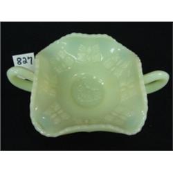 FENTON Yellow Double Handled Candy Dish