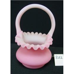 FENTON Rose Satin Basket - Ruffled