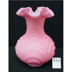FENTON Rose Satin Vase - Ruffled