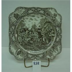 CROWN DUCAL Plate - Black Transferware