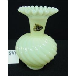 FENTON Yellow Opaline Swirl Vase