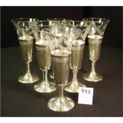 Antique STERLING Crystal Champagnes - 6